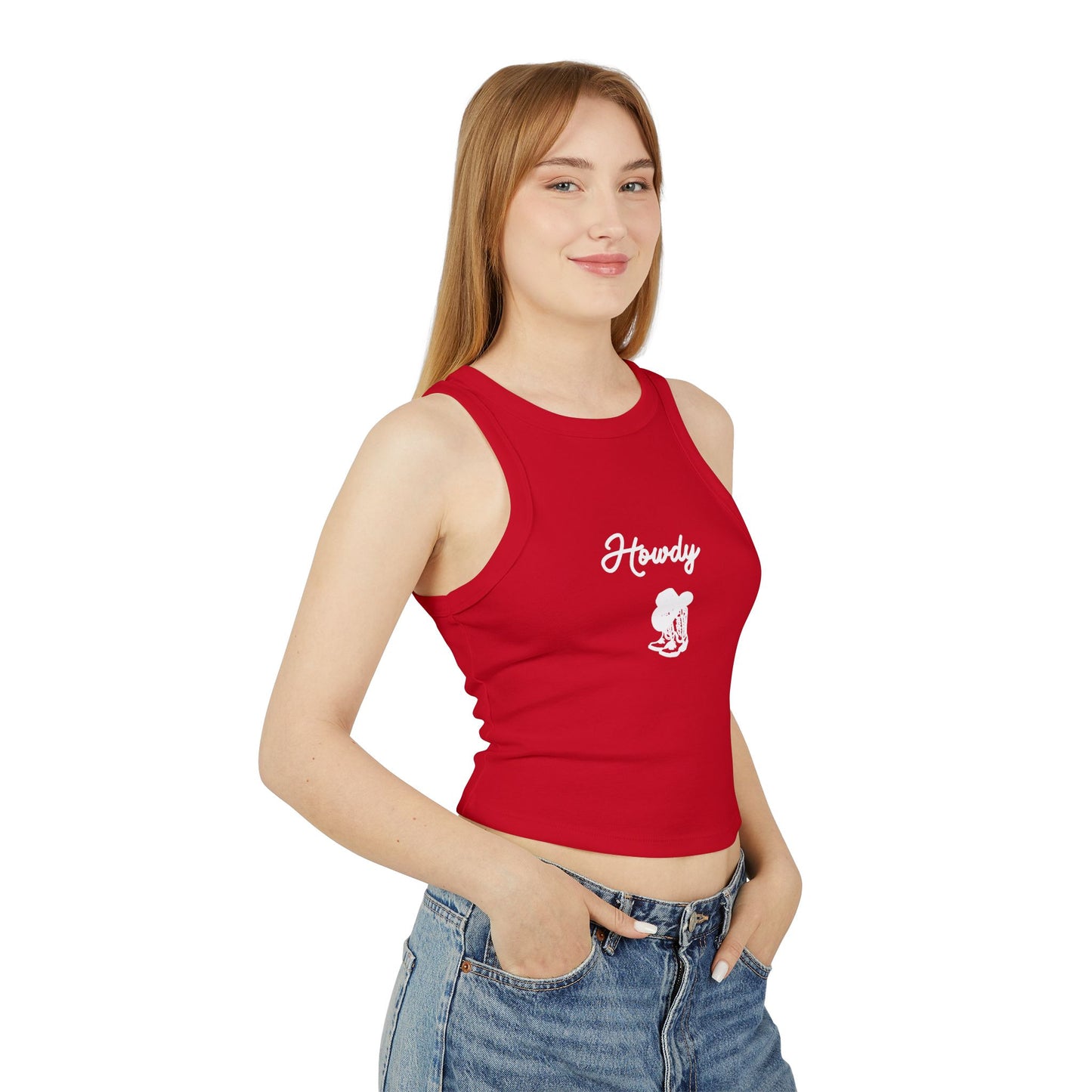 Women's "Howdy" Micro Rib Racer Tank Top
