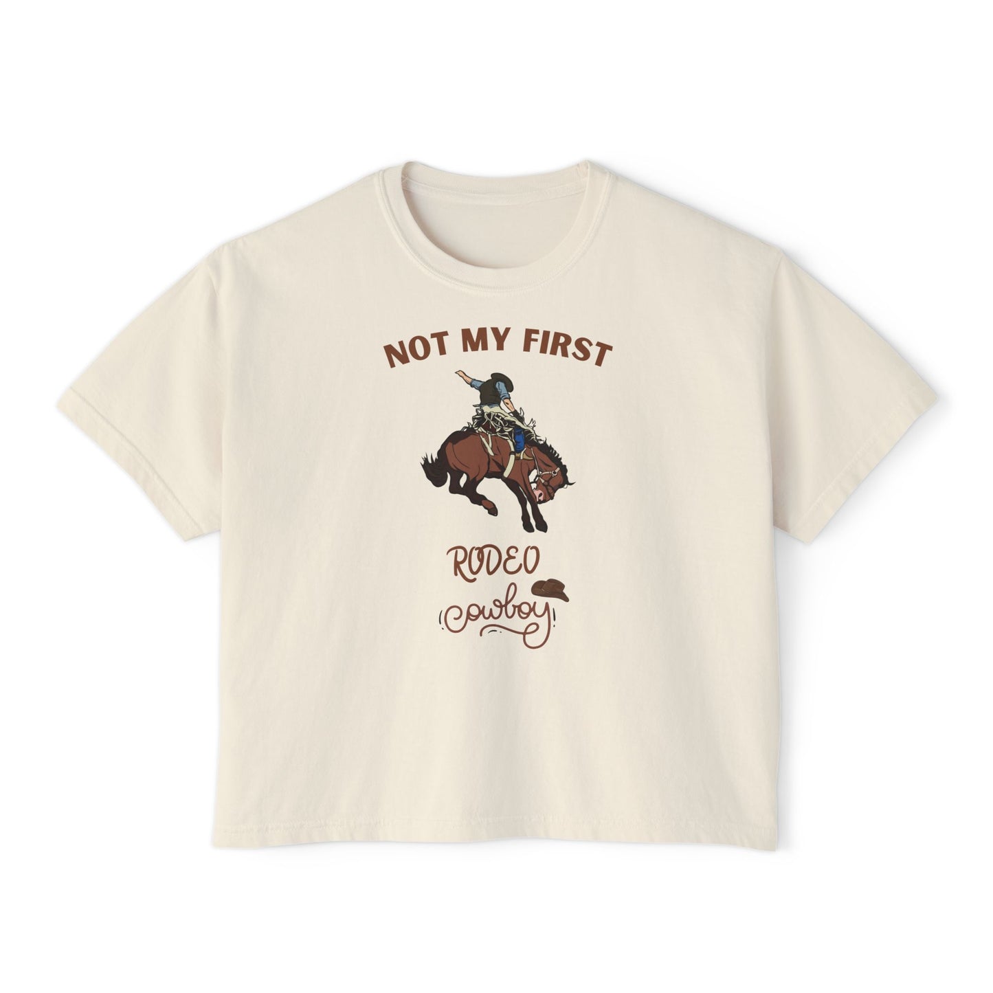 'Not My First Rodeo' Cowboy Graphic Shirt - Women's Boxy Tee
