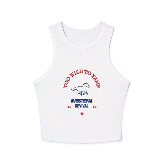 Boho Women's Racer Tank Top - 'Too Wild to Tame' Design