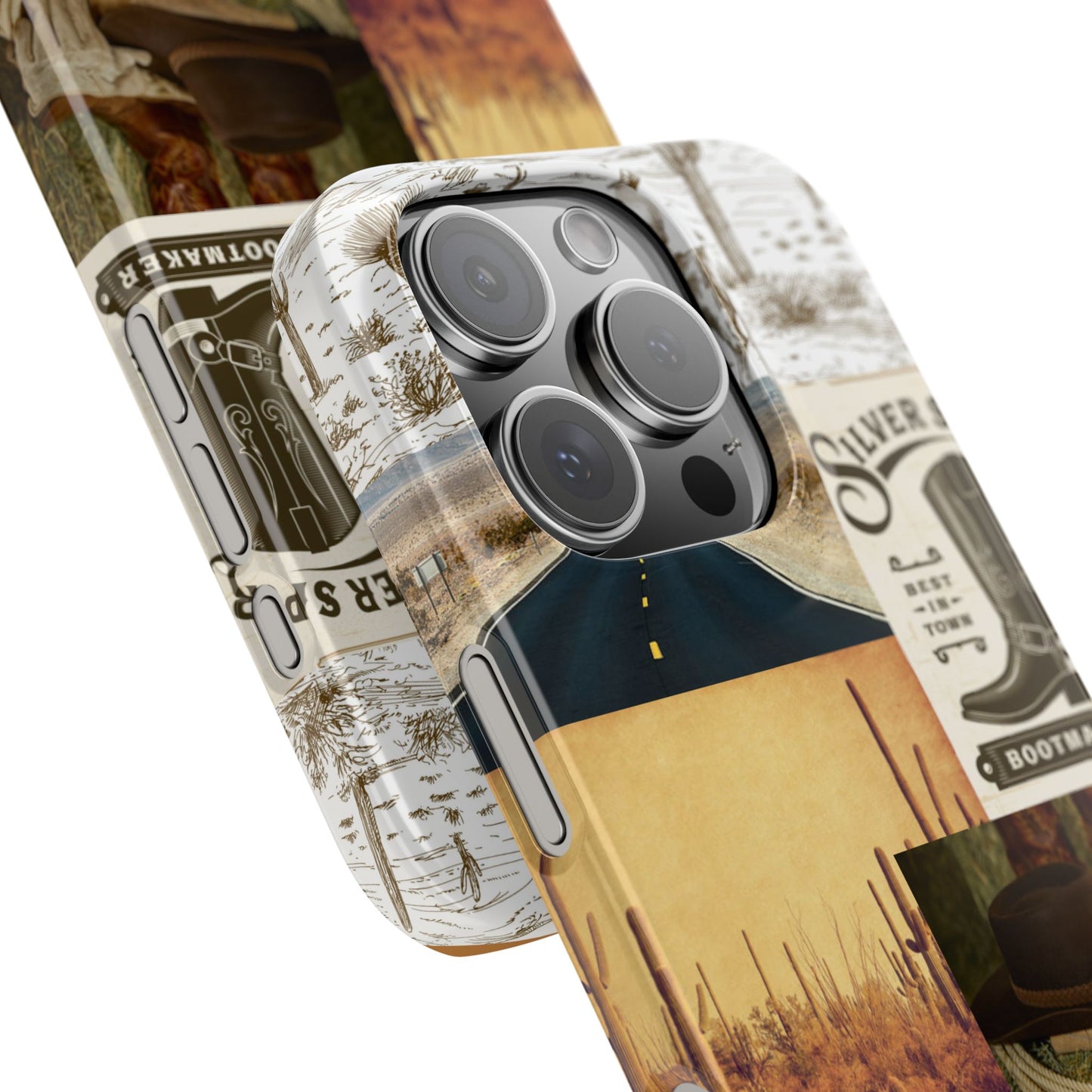 Western-Themed Slim Phone Case - Rustic Desert Adventure Design