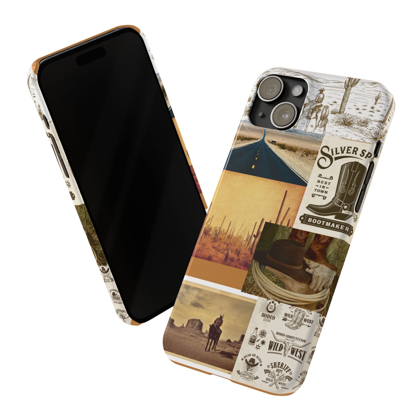 Western-Themed Slim Phone Case - Rustic Desert Adventure Design
