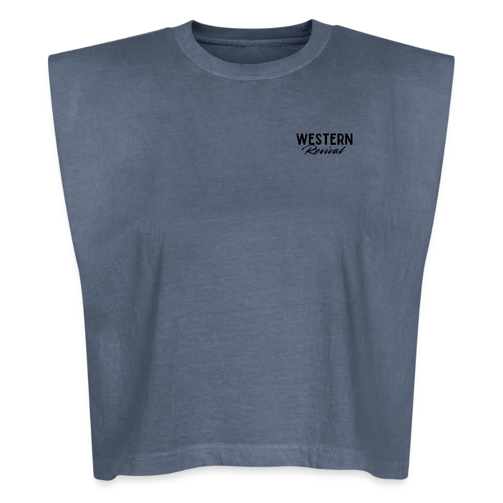 Ride With Faith Not Fear - American Apparel Women's Garment Dyed Muscle Tank - faded navy