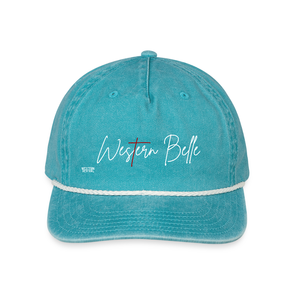 Western Belle Vintage Washed Rope Cap - Blue - faded turquoise