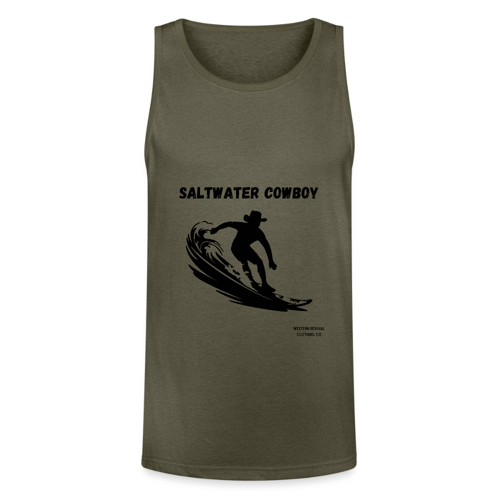 Saltwater Cowboy - Unisex Tri-Blend Organic Tank - heather olive
