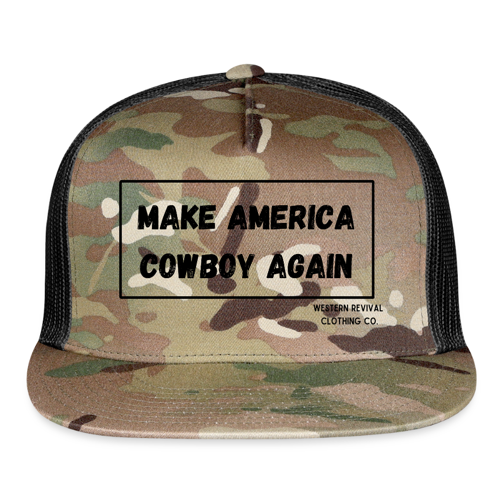Make America Cowboy Again Trucker Hat - MultiCam\black
