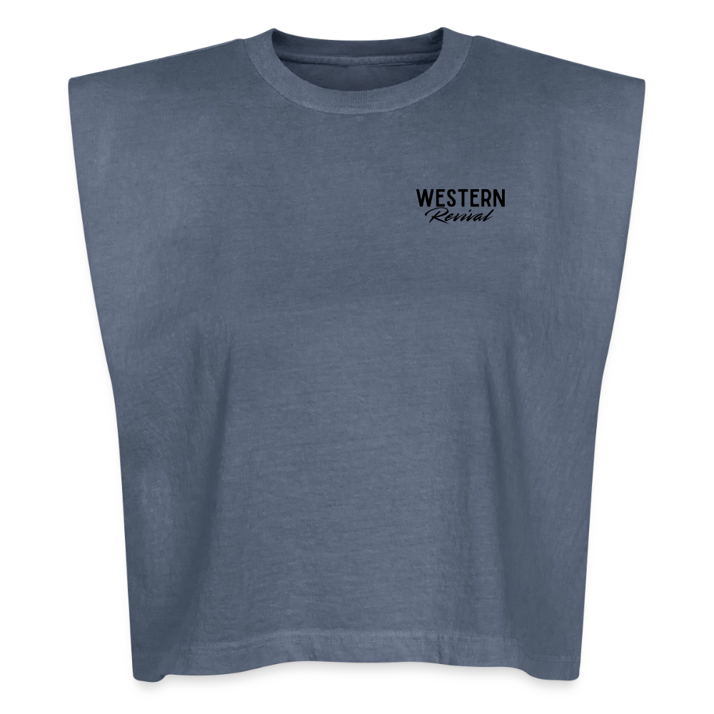 Make America Cowboy Again American Apparel Women's Garment Dyed Muscle Tank - faded navy