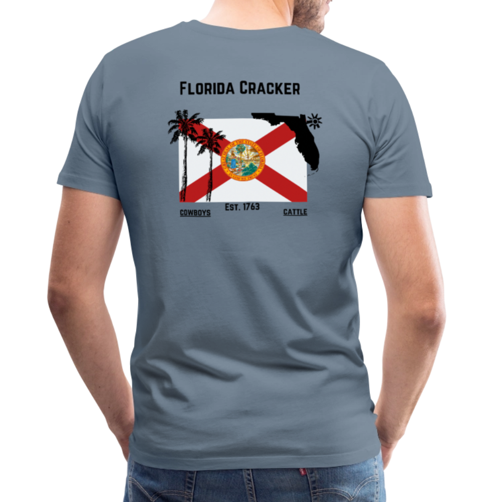 FL Cracker Cowboy -  Men's Premium T-Shirt - steel blue