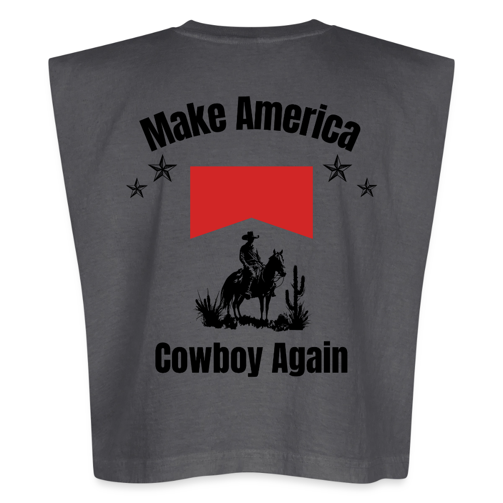 Make America Cowboy Again American Apparel Women's Garment Dyed Muscle Tank - faded black