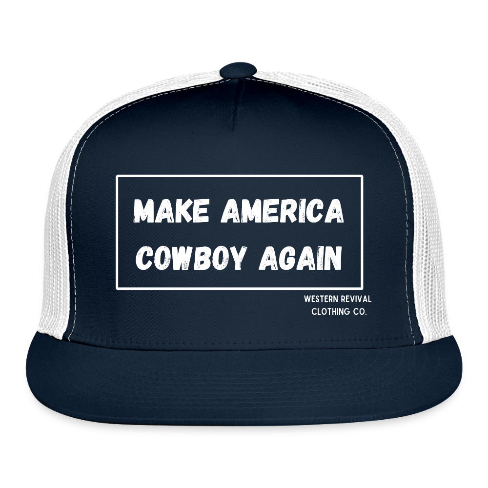 Make America Cowboy Again Trucker Hat - navy/white