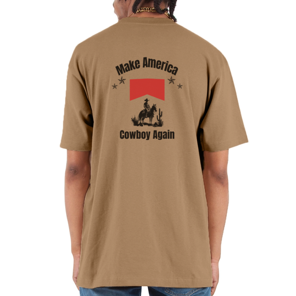 Make America Cowboy Again Unisex Oversized Heavyweight T-Shirt - khaki