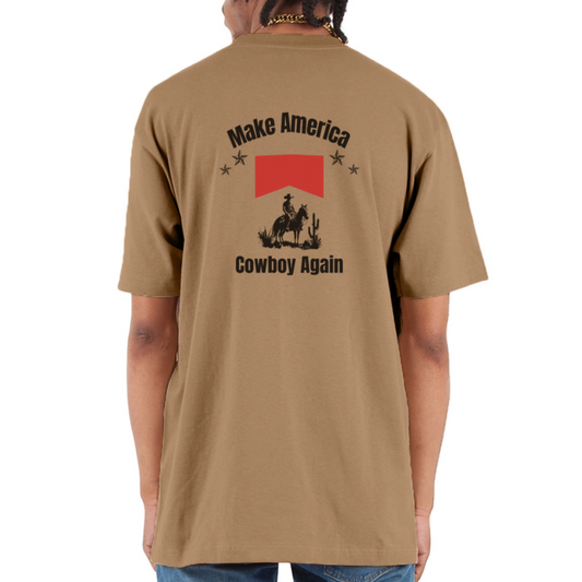 Make America Cowboy Again Unisex Oversized Heavyweight T-Shirt - khaki