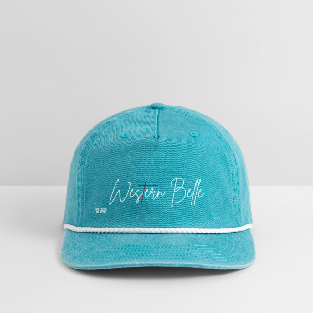 Western Belle Vintage Washed Rope Cap - Blue - faded turquoise