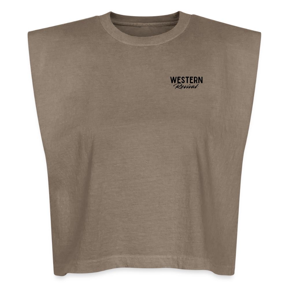 Ride With Faith Not Fear - American Apparel Women's Garment Dyed Muscle Tank - faded brown