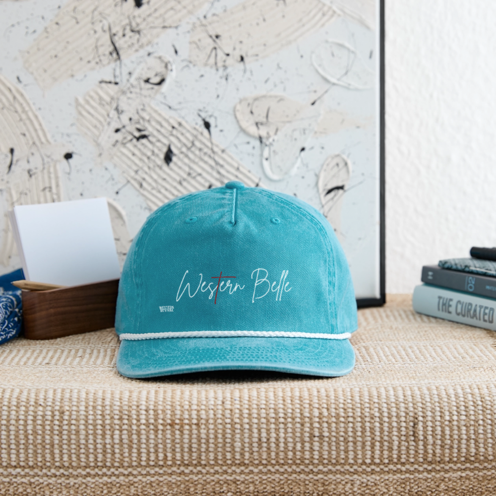 Western Belle Vintage Washed Rope Cap - Blue - faded turquoise