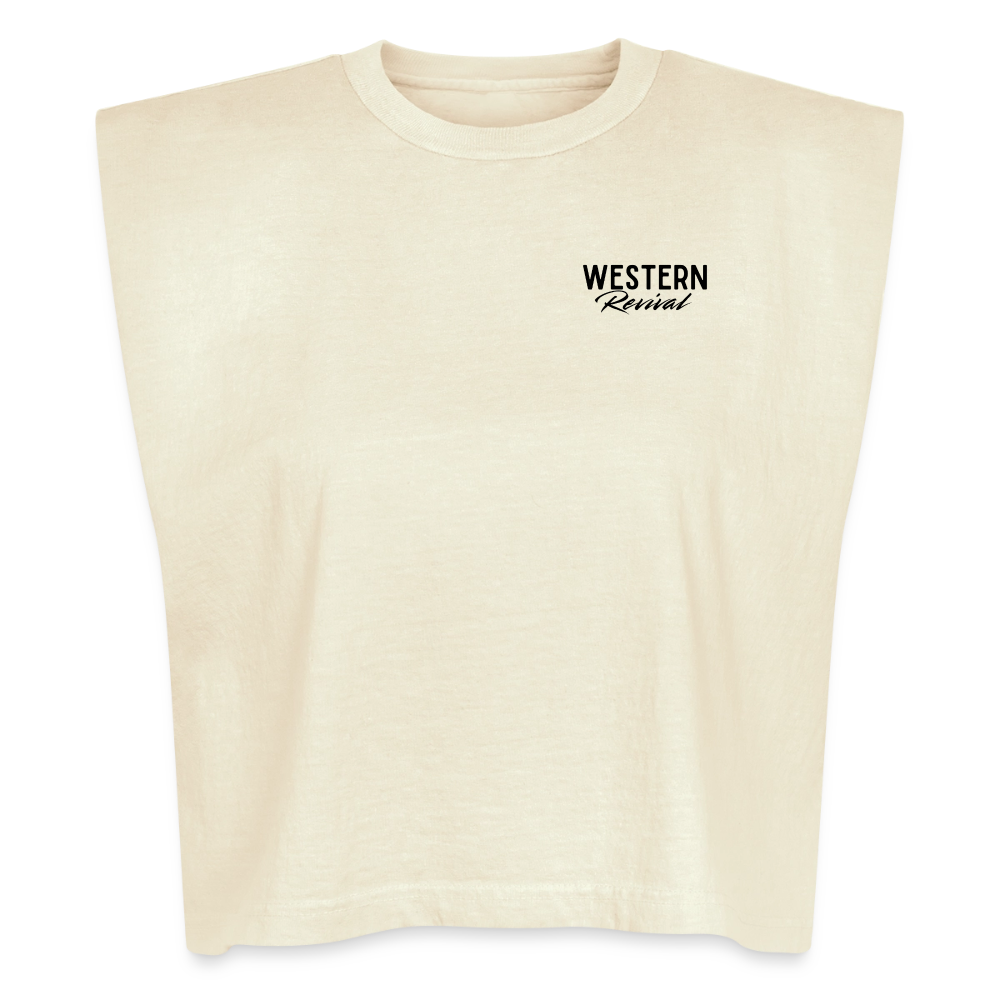 Make America Cowboy Again American Apparel Women's Garment Dyed Muscle Tank - faded cream