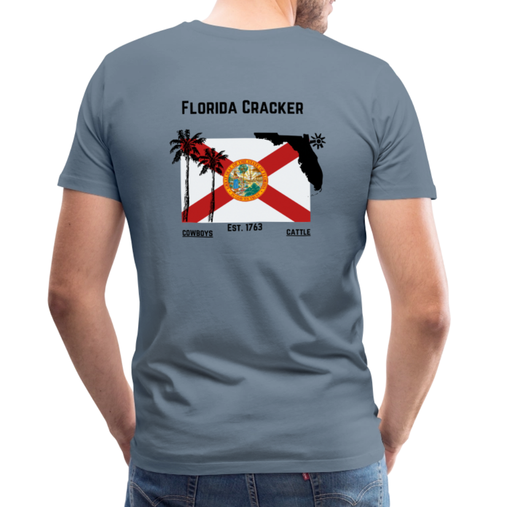 FL Cracker Cowboy -  Men's Premium T-Shirt - steel blue