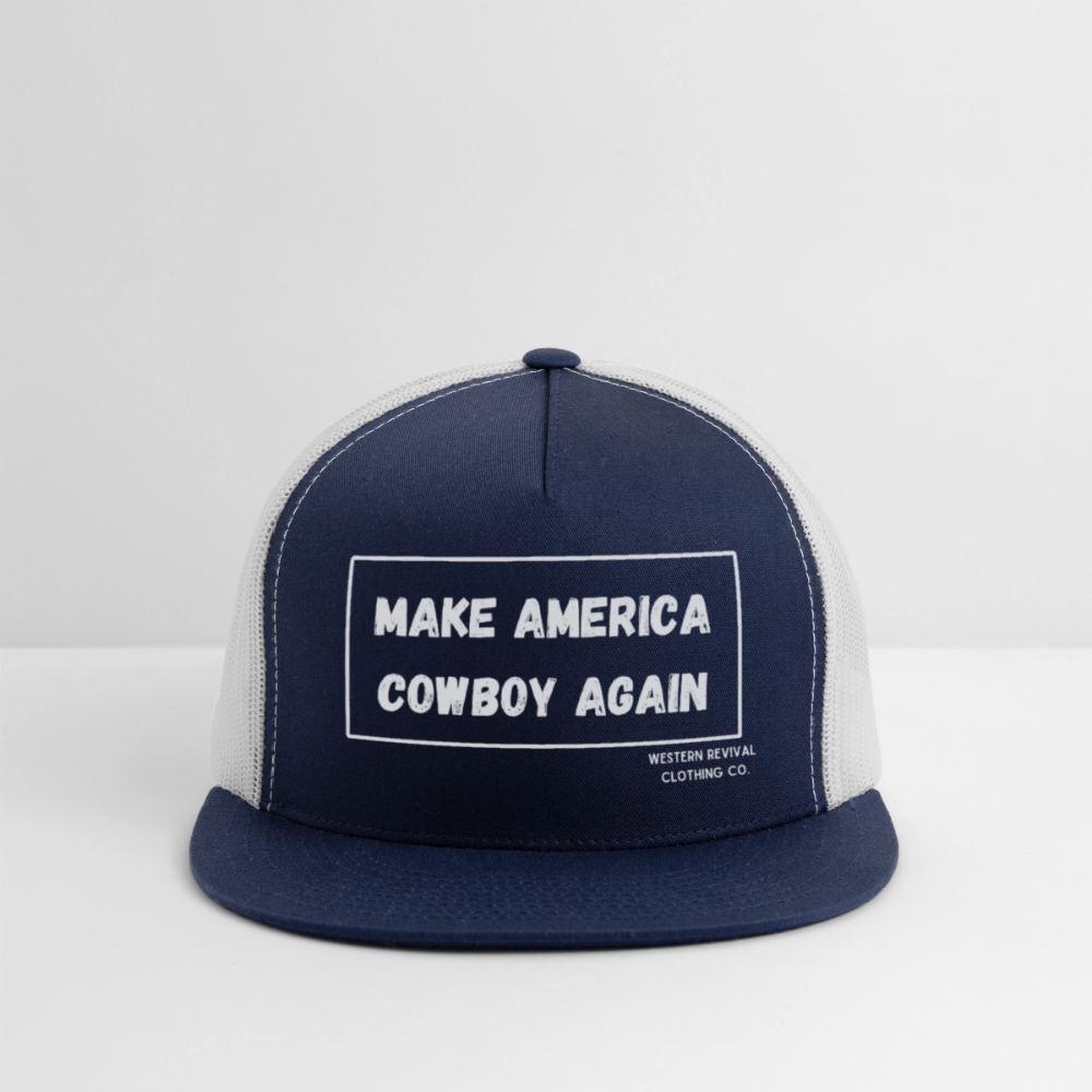 Make America Cowboy Again Trucker Hat - navy/white