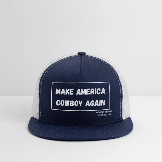 Make America Cowboy Again Trucker Hat - navy/white