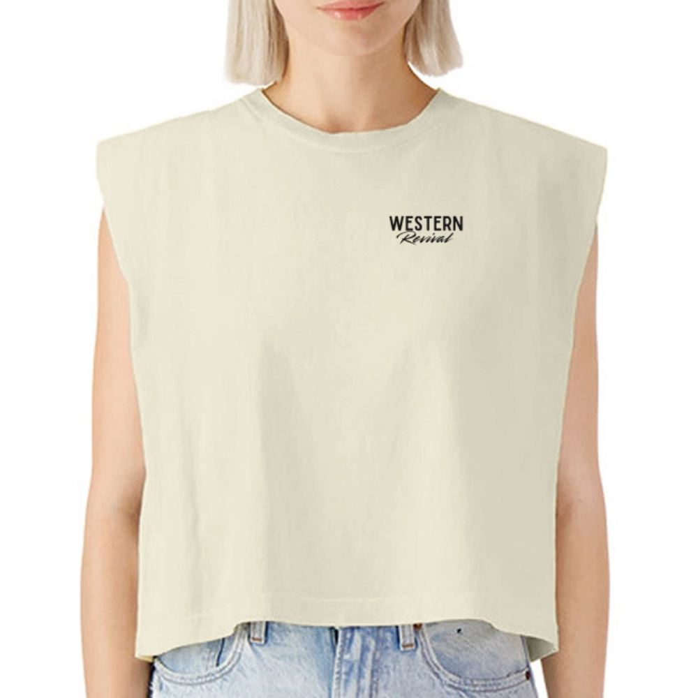Make America Cowboy Again American Apparel Women's Garment Dyed Muscle Tank - faded cream