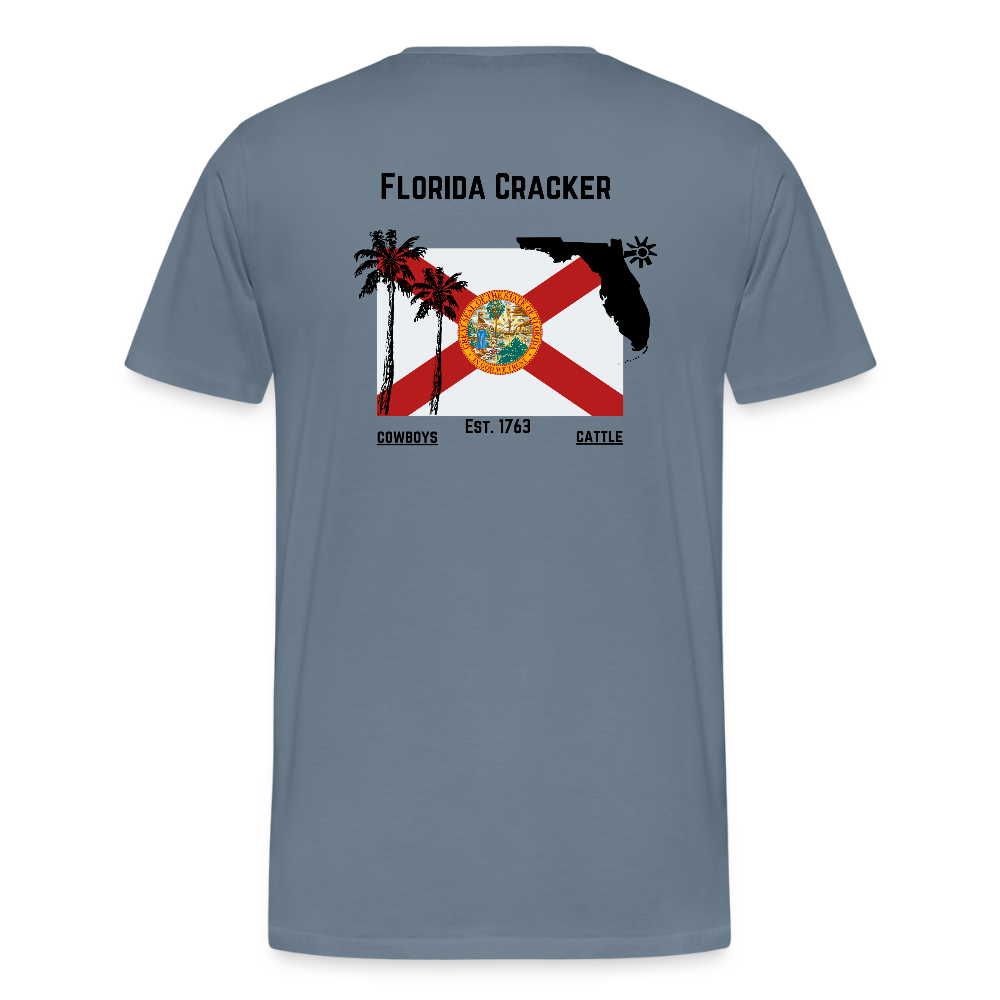 FL Cracker Cowboy -  Men's Premium T-Shirt - steel blue