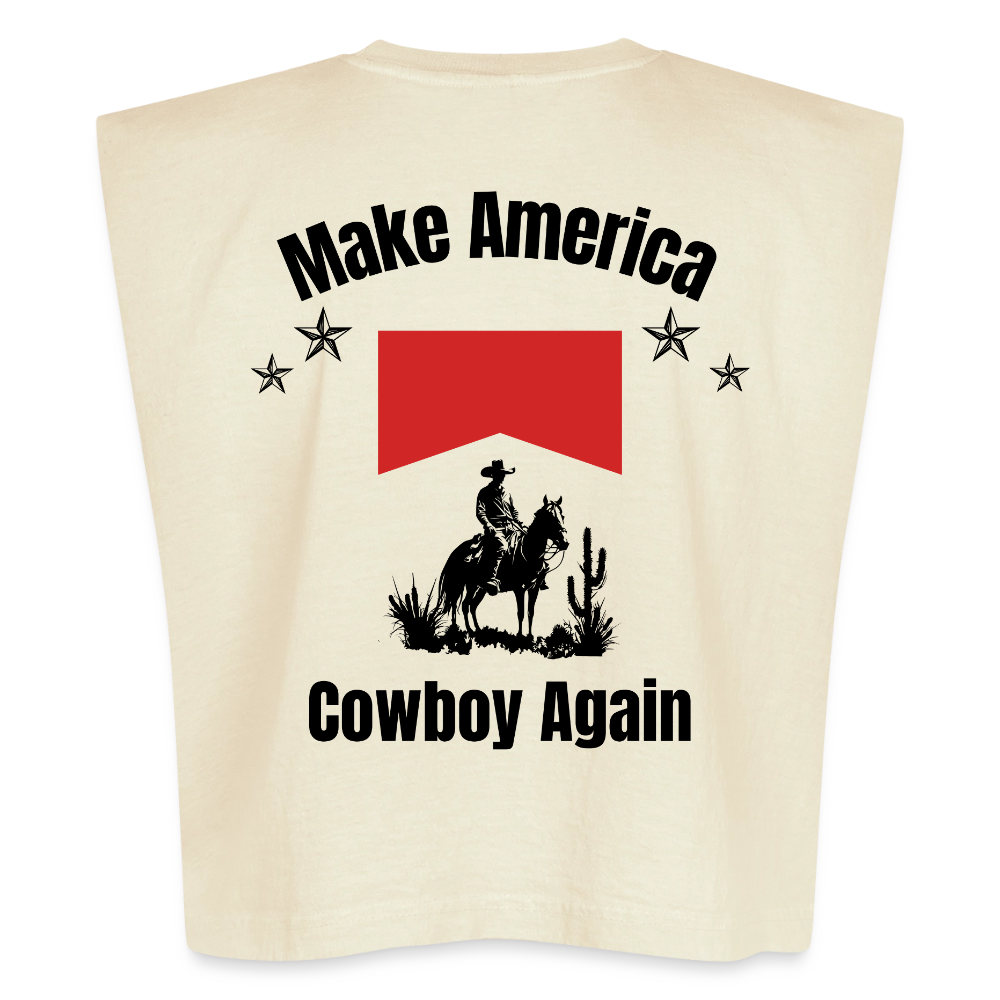 Make America Cowboy Again American Apparel Women's Garment Dyed Muscle Tank - faded cream